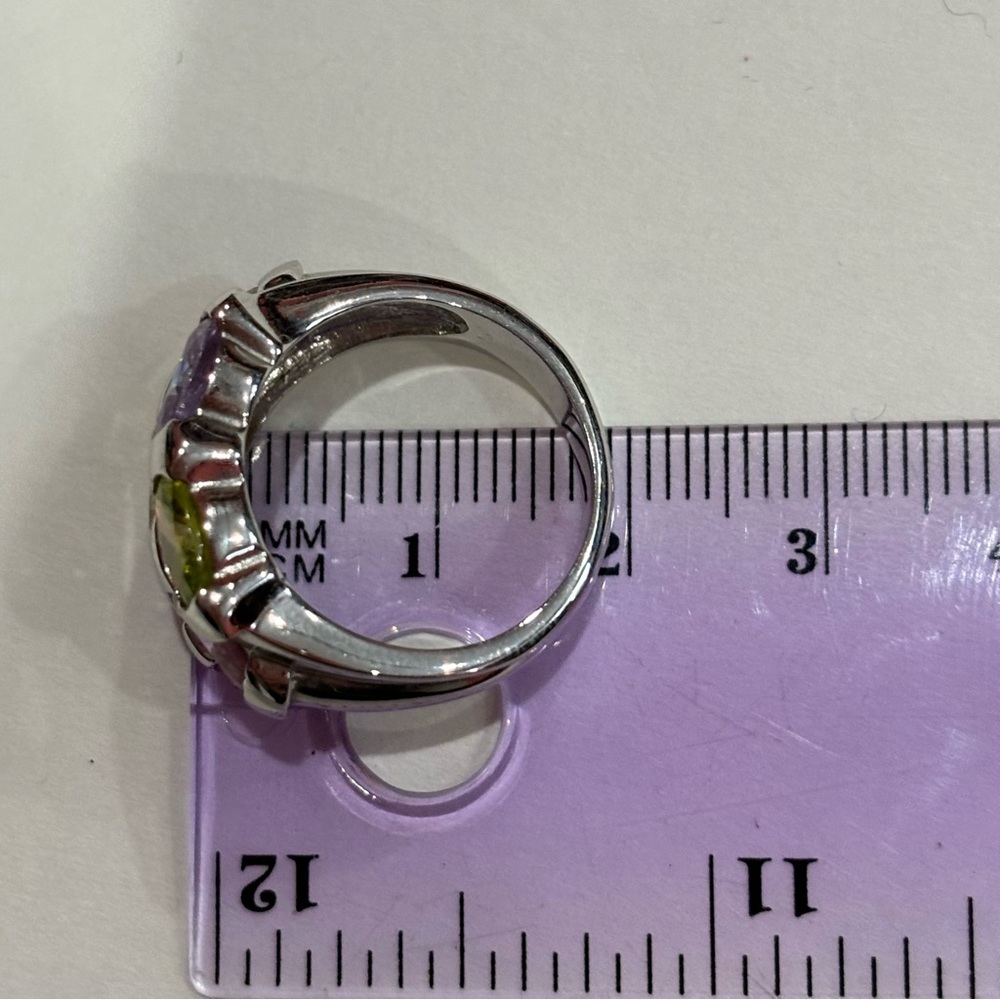 SUZANNE SOMERS Vintage 925 Sterling Silver CZ Stimulated Gemstone Ring - Size 7 - Picture 6 of 7